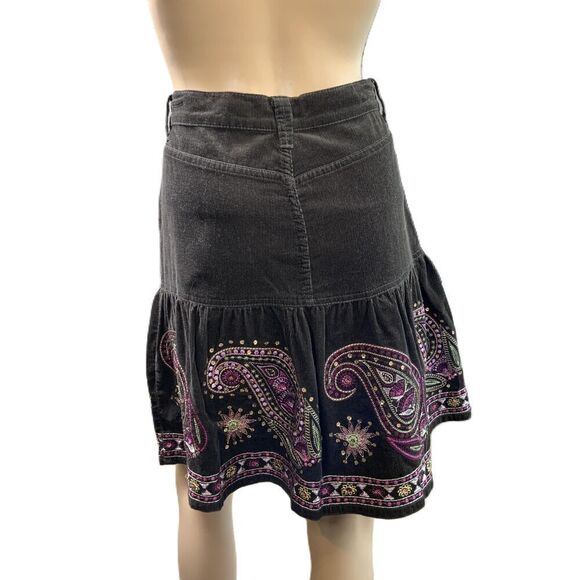 Junction West Brown Pink Embroidered Paisley Skirt Sz 10 Boho Indie Kawaii Fairy - Picture 9 of 13